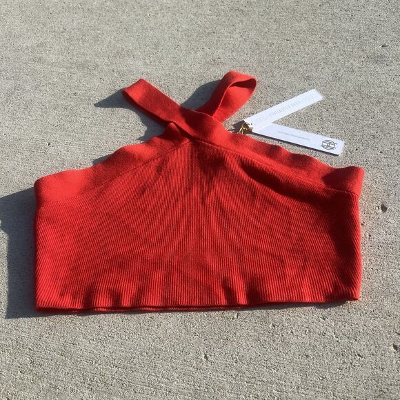 House of Harlow 1960 Luxe Womans Cross Halter Crop Top Red 4th Of July NWT Large - Picture 1 of 7